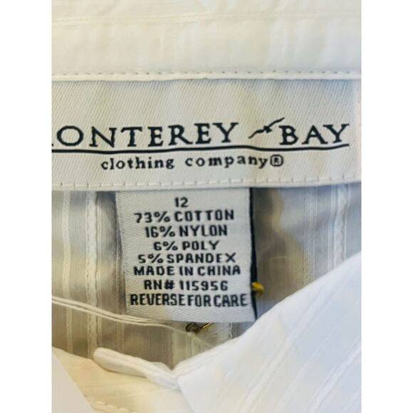 NWT Monterey Bay Women's White Button Up Blouse 12 - Picture 7 of 9